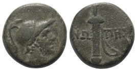 Paphlagonien. Sinope.

 Bronze. Ca. 105 - 90 v. Chr.
Vs: Kopf des Ares mit Helm rechts.
Rs: Schwert in Scheide.

19 mm. 8,12 g. 

HGC 7, 418; ...