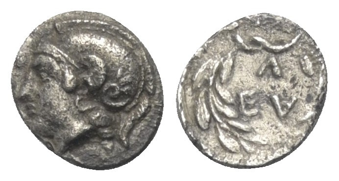 Aiolis. Elaia.

 Trihemiobol (Silber). Ca. 4. Jhdt. v. Chr.
Vs: Kopf der Athe...