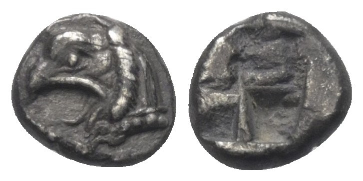 Ionien. Phokaia.

 Diobol (Silber). Ca. 521 - 478 v. Chr.
Vs: Greifenkopf lin...