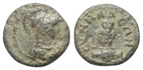 Phrygien. Synnada. Pseudo-autonome Prägung.

 Bronze. 2. - 3. Jhdt. n. Chr.
Vs: Büste der Athena mit korinthischem Helm und Aigis rechts.
Rs: Eule...