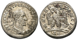 Seleukis und Pierien. Antiochia am Orontes. Traianus Decius (249 - 251 n. Chr.).

 Tetradrachme (Billon).
Vs: Büste in Rückansicht mit Lorbeerkranz...