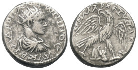 Phönikien. Arados. Diadumenianus (218 n. Chr.).

 Tetradrachme (Silber). Ca. 217 - 218 n. Chr.
Vs: Büste mit Strahlenkrone und Paludament rechts.
...