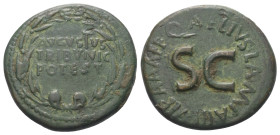 Augustus (31 v. - 14 n. Chr.).

 Dupondius (Messing). 18 v. Chr. Rom.
Münzmeister: Q. Aelius Lamia.

Vs: AVGVSTVS / TRIBVNIC / POTEST im Kranz.
...