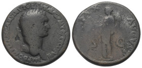 Domitianus (81 - 96 n. Chr.).

 Sesterz (Bronze). 81 n. Chr. (unter Titus). Thrakien.
Vs: IMP DOMITIAN CAES DIVI VESP F AVG P M TR P P P COS VII. K...