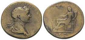 Traianus (98 - 117 n. Chr.).

 Sesterz (Bronze). 112 - 114 n. Chr. Rom.
Vs: IMP CAES NERVAE TRAIANO AVG GER DAC P M [TR P COS VI P P]. Büste mit Lo...