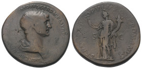 Traianus (98 - 117 n. Chr.).

 Sesterz (Bronze). 114 - 116 n. Chr. Rom.
Vs: IMP CAES NER TRAIANO OPTIMO AVG GER DAC P M [TR P COS VI P P]. Büste mi...