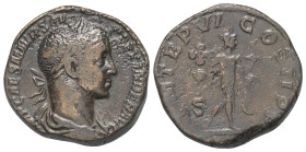 Severus Alexander (222 - 235 n. Chr.).

 Sesterz (Bronze). 228 n. Chr. Rom.
Vs: IMP CAES M AVR SEV ALEXANDER AVG. Büste mit Lorbeerkranz und Drapie...