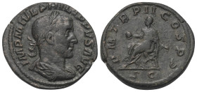 Philippus I. Arabs (244 - 249 n. Chr.).

 Sesterz (Bronze). 159 - 160 n. Chr. Rom.
Vs.: IMP M IVL PHILIPPVS AVG. Drapierte Büste mit Lorbeerkranz r...