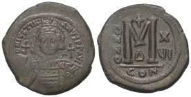 Iustinianus I. (527 - 565 n. Chr.).

 Follis (40 Nummi). 540 / 541 n. Chr. (Jahr 16). Constantinopolis.
Vs: D N IVSTINI-ANVS P P AVC. Büste mit Hel...