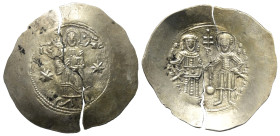 Manuel I. Comnenus (1143 - 1180 n. Chr.).

 Aspron Trachy (Elektron). 1160 - 1164 n. Chr. Constantinopolis.
Vs: Segnender Christus mit Evangeliar a...