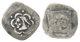 Bayern - München. Ernst I. u. Wilhelm III. (1397 - 1435/38).

 Einseitiger Pfennig (Silber). Ohne Jahr. München.
Vs: Mönchskopf nach links im Sechs...