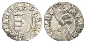 Walachei - Fürstentum. Vladislav I. (1364 - 1377).

 Dinar (Silber).
Typ III.

Vs: + M(oneta) LADISLAI WAIWODE. Gespaltenes Wappenschild.
Rs: TR...