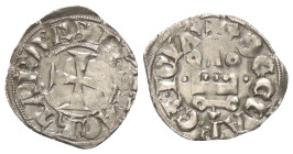 Achaia - Fürstentum. Philipp von Tarent, Despot der Romania (1306 - 1313).

 Denar (Silber).
Vs: + PhS P ACh TAR DR. Kreuz.
Rs: + DE CLARENCIA. St...