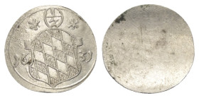 Bayern. Kurfürstentum (1623 - 1806). Maximilian I. (1623 - 1651/54).

 Halbkreuzer (Silber). 1631.
Einseitige Prägung.
Vs: Rautenschild zwischen g...