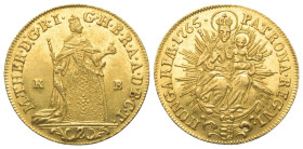 Habsburger bis 1806. Maria Theresia (1740 - 1780).

 2 Dukaten (Gold). 1765. Kremnitz.
Vs: Stehende Kaiserin nach rechts, in der Rechten Szepter, i...