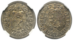 Neufürsten. Salzburg. Franz Anton von Harrach (1709 - 1727).

 Landbatzen (4 Kreuzer). 1724.
NGC MS64 (3926634-009).
Vs: Wappen mit Kurhut, darübe...