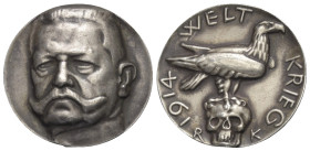 Deutschland. Kaiserreich. Persönlichkeiten.

 Medaille (Silberguss). 1914.
Paul von Hindenburg, deutscher Generalfeldmarschall.
Medailleur: R. Kle...