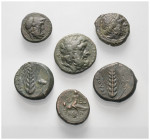 Griechische Münzen - Lots.


Unter anderem: Metapont (Lukanien) / Petelia (Bruttium).

Lot (6 Stück): Bronze; ca. 5. - 3. Jhdt. v. Chr.

Sehr s...