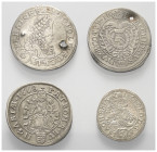 Österreich - Lots.


Habsburger bis 1806.
Leopold I. (1658 - 1705).

Lot (4 Stück, Silber):
VI Kreuzer 1668 Kremnitz (Ungarn).
VI Kreuzer 168?...