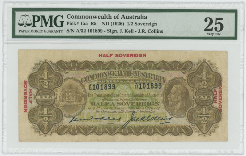 Australia 1/2 Sovereign 1926 (ND) PMG 25 Very Fine
P# 15a, N# 202246; # A/32 10...
