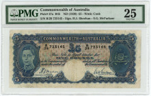 Australia 5 Pounds 1939 (ND) PMG 25 VF
P# 27a, N# 202351; # R/29 723145; George VI; Signatures Sheehan & McFarlane; VF