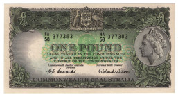 Australia 1 Pound 1961 - 1965 (ND)
P# 34a, N# 202360; # HA58 377383; UNC