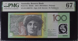 Australia 100 Dollars 2014 PMG 67 Superb Gem Unc EPQ
P# 61e, # IE14663725