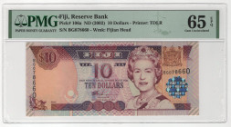 Fiji 10 Dollars 2002 (ND) PMG 65 Gem Uncirculated EPQ
P# 160a, # BG078660