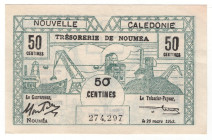 New Caledonia 50 Centimes 1943
P# 54, N# 227020; # 274297; UNC
