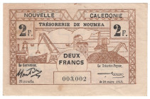 New Caledonia 2 Francs 1943
P# 56b, N# 203983; # 003002; XF