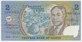 Samoa 2 Tala 1990 Commemorative
P# 31a, N# 205199; # AAA 187259; Golden Jubilee of Service of Head of State Malietoa Susuga Tanumafili II; UNC