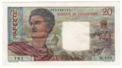 Tahiti 20 Francs 1963 (ND)
P# 21c, # M.120 161; XF
