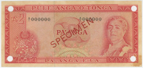 Tonga 2 Pa'anga 1967 (ND)
P# 15s, N# 315141; # A/I 000000; "Reine Salote"; VF with 4 cancellation holes