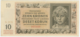 Bohemia & Moravia 5 Korun 1942
P# 8a, N# 207305; # S.22N 937319; VF