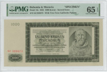 Bohemia & Moravia 1000 Korun 1942 Specimen PMG 65 EPQ Gem UNC
P# 14s, # Gc 320573
