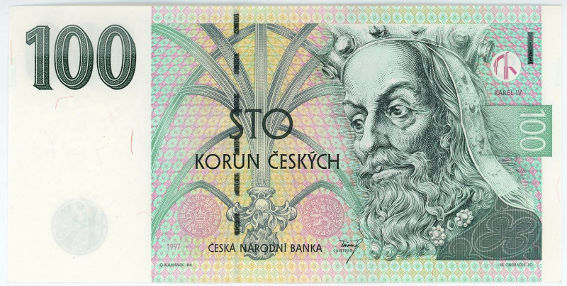 Czech Republic 100 Korun 1997
P# 18e, N# 202675; # G74 595941; UNC