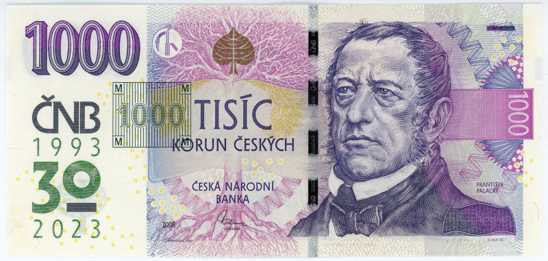 Czech Republic 1000 Korun 2023 (2008) 30 Years of Czech Currency
N# 355638; # R...