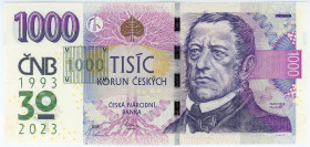Czech Republic 1000 Korun 2023 (2008) 30 Years of Czech Currency
N# 355638; # R77 001440; Commemorative issue; UNC