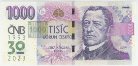 Czech Republic 1000 Korun 2023 (2008) Error Print 30 Years of Czech Currency
N# 355638; # M04 001602; UNC
