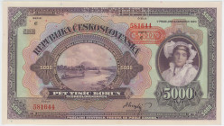 Czechoslovakia 5000 Korun 1920 Specimen
P# 19s, N# 285406; # C 581644; Perforated Specimen; XF+