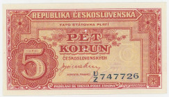 Czechoslovakia 10 Korun 1945 (ND)
P# 59a, N# 207316; # U/Z 747726; UNC