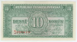 Czechoslovakia 10 Korun 1945 (ND)
P# 60a, N# 207050; # S/J 238619; UNC