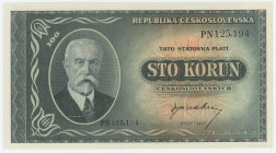 Czechoslovakia 100 Korun 1945 (ND)
P# 63a, N# 207322; # PN125,194; UNC