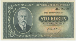 Czechoslovakia 100 Korun 1945 (ND)
P# 63a, N# 207322; # JK776339; AUNC
