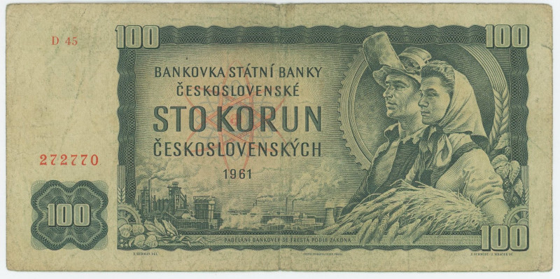 Czechoslovakia 100 Korun 1961
P# 91a, N# 206529; # D45 272770; VG