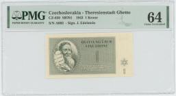 Czechoslovakia Theresienstadt Ghetto 1 Krone 1943 PMG 64 Choice UNC
# A002