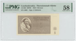 Czechoslovakia Theresienstadt Ghetto 5 Kronen 1943 PMG 58 Choice About UNC
# A005