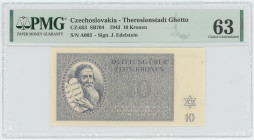 Czechoslovakia Theresienstadt Ghetto 10 Kronen 1943 PMG 63 Choice UNC
# A003