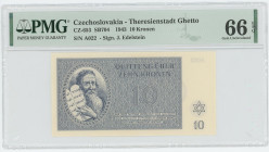 Czechoslovakia Theresienstadt Ghetto 10 Kronen 1943 PMG 66 EPQ Gem UNC
# A022