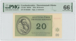 Czechoslovakia Theresienstadt Ghetto 20 Kronen 1943 PMG 66 EPQ Gem UNC
# M 023626